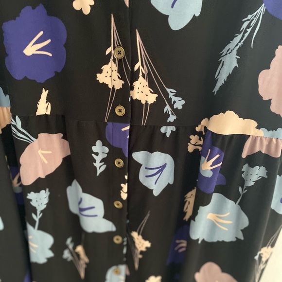 NWT - LuLaRoe Heidi Baby Doll Dress Floral Print Black Purple Blue Size 3X - Picture 3 of 4